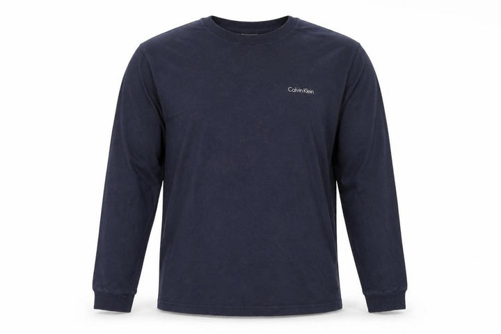 Calvin Klein Men's Navy Long Sleeve Crew Neck Cotton T-Shirt Size L