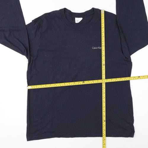 Calvin Klein Men's Navy Long Sleeve Crew Neck Cotton T-Shirt Size L