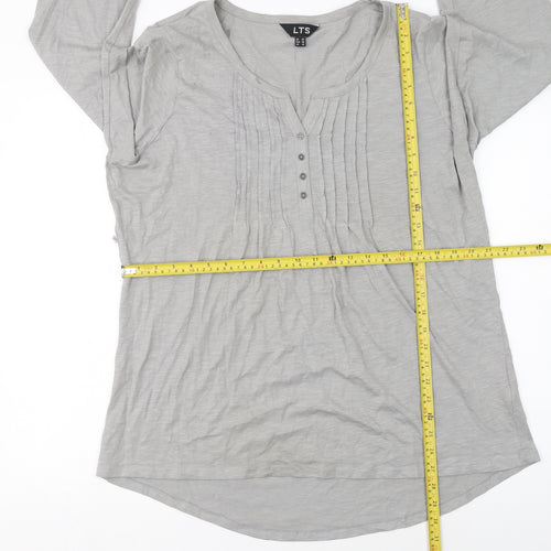 Long Tall Sally Women Grey 3/4 Sleeve Cotton Tunic Blouse Size 20