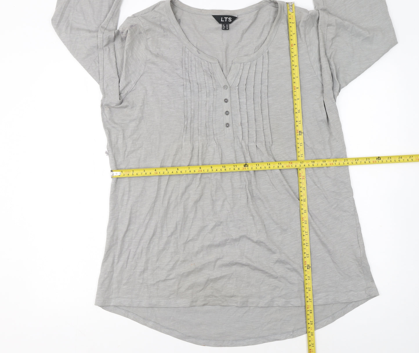 Long Tall Sally Women Grey 3/4 Sleeve Cotton Tunic Blouse Size 20