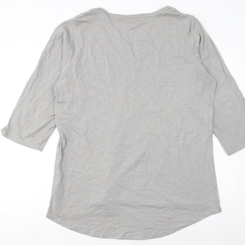 Long Tall Sally Women Grey 3/4 Sleeve Cotton Tunic Blouse Size 20