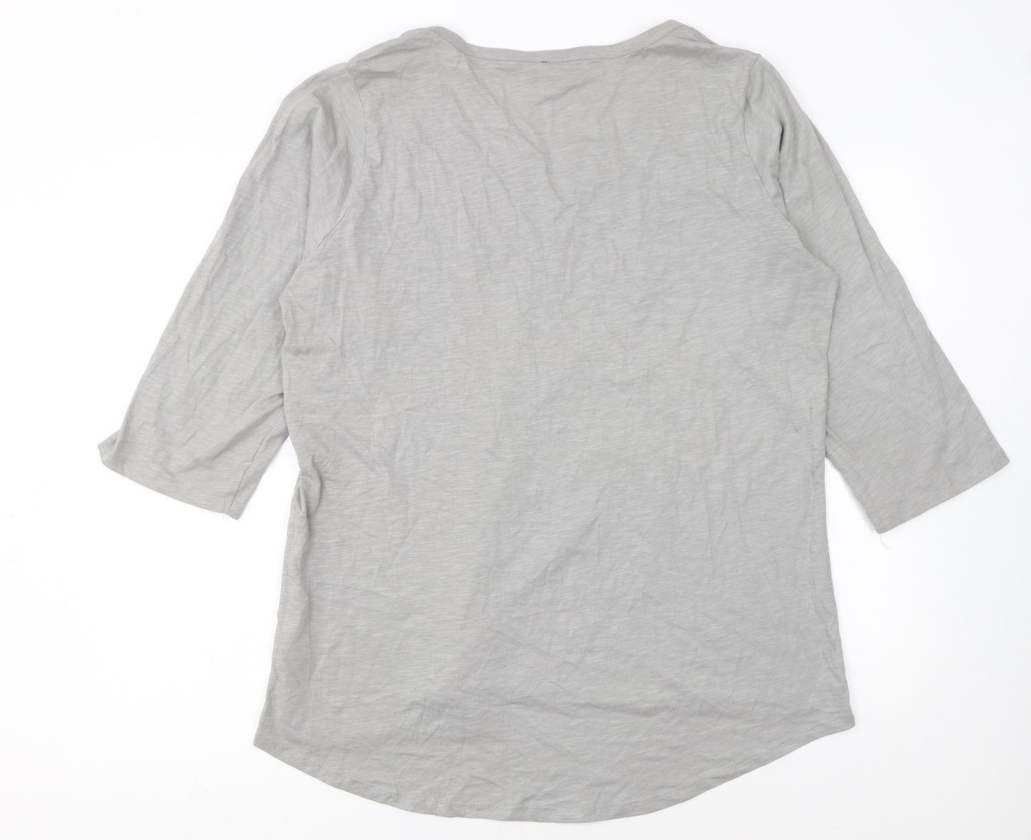 Long Tall Sally Women Grey 3/4 Sleeve Cotton Tunic Blouse Size 20
