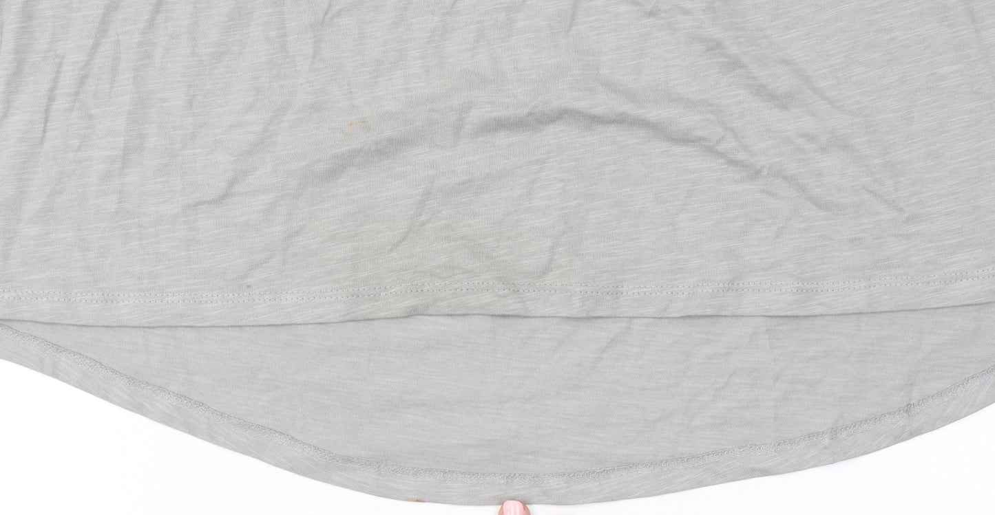Long Tall Sally Women Grey 3/4 Sleeve Cotton Tunic Blouse Size 20