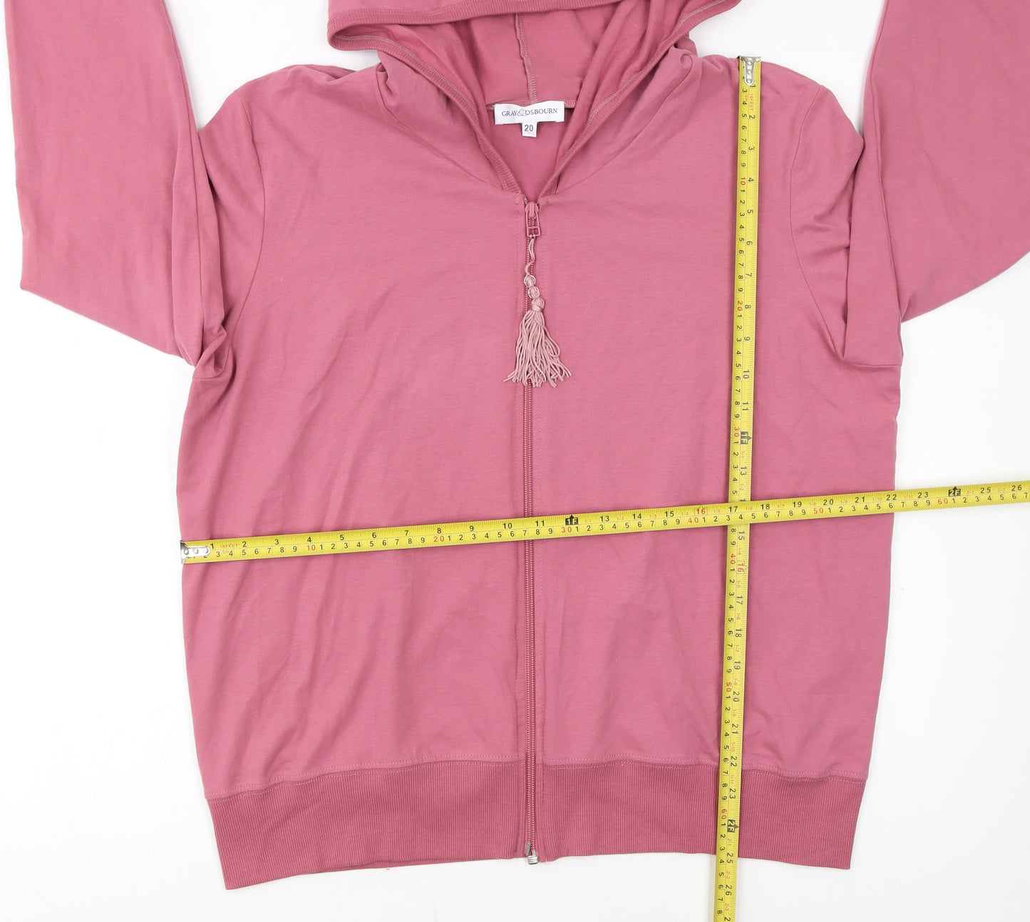 Gray & Osbourn Women Pink Full Zip Hoodie Size 20 Cotton Blend