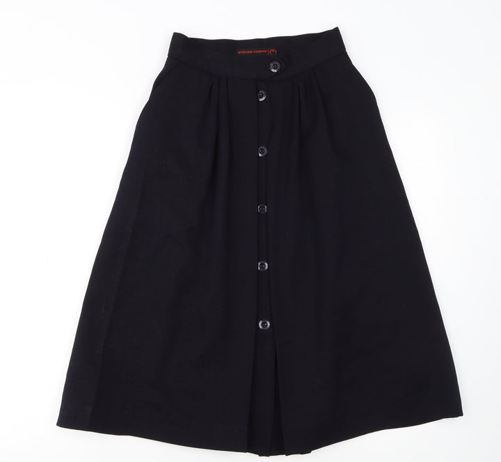 Stirling Cooper Women’s Black Wool A-Line Midi Skirt Size S Vintage
