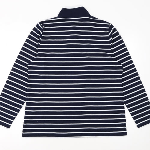 Penny Plain Womens Navy Stripe Long Sleeve Button Henley Sweatshirt Size 14/16