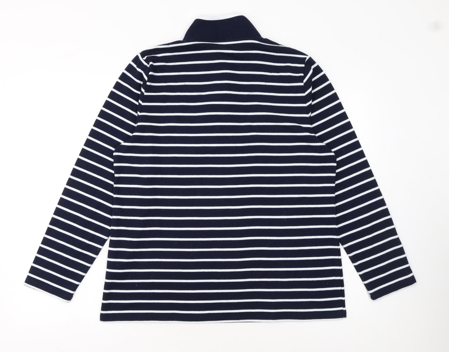 Penny Plain Womens Navy Stripe Long Sleeve Button Henley Sweatshirt Size 14/16