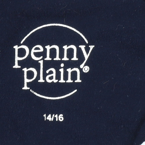 Penny Plain Womens Navy Stripe Long Sleeve Button Henley Sweatshirt Size 14/16