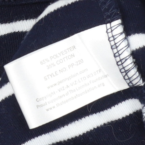 Penny Plain Womens Navy Stripe Long Sleeve Button Henley Sweatshirt Size 14/16