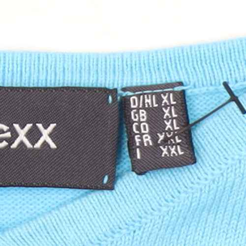 Mexx Women's Blue V-Neck 3/4 Sleeve Cotton Blend Jumper XL