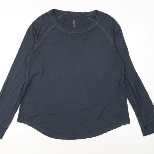 Boody Womens Blue Long Sleeve Basic Bamboo Jersey Top Size L