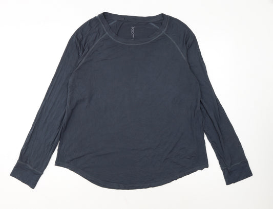 Boody Womens Blue Long Sleeve Basic Bamboo Jersey Top Size L