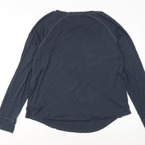 Boody Womens Blue Long Sleeve Basic Bamboo Jersey Top Size L