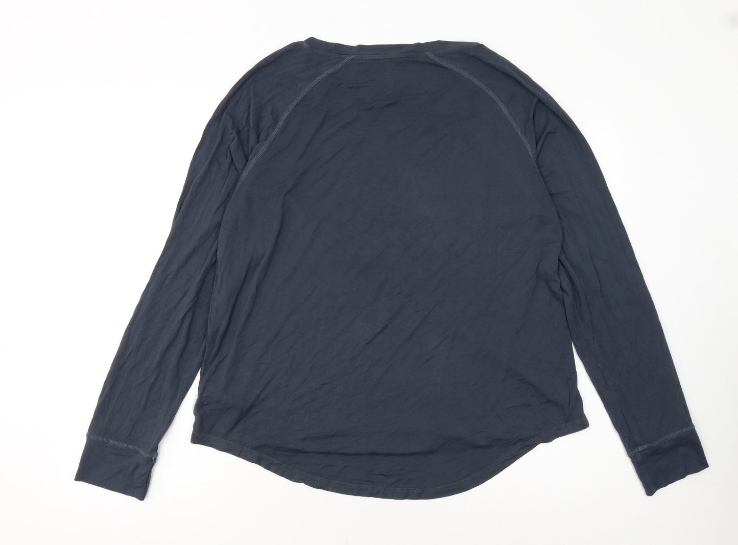 Boody Womens Blue Long Sleeve Basic Bamboo Jersey Top Size L