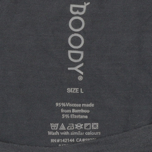 Boody Womens Blue Long Sleeve Basic Bamboo Jersey Top Size L