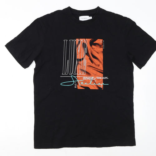 Topman Men's Black Graphic Luxe Crew Neck T-Shirt Size XS