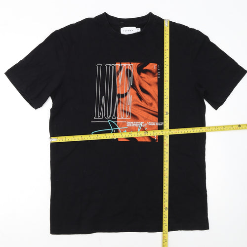 Topman Men's Black Graphic Luxe Crew Neck T-Shirt Size XS