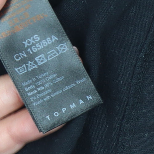Topman Men's Black Graphic Luxe Crew Neck T-Shirt Size XS