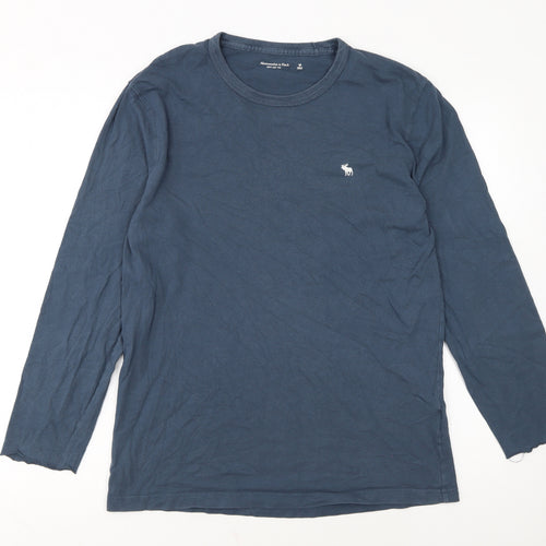 Abercrombie & Fitch Men's Blue Long Sleeve Soft A&F Crew Neck T-Shirt Size M