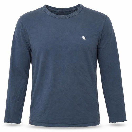 Abercrombie & Fitch Men's Blue Long Sleeve Soft A&F Crew Neck T-Shirt Size M
