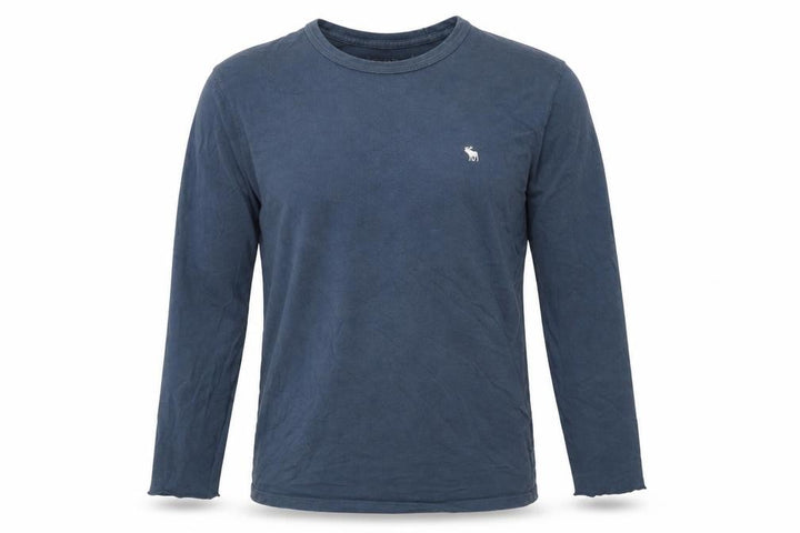 Abercrombie & Fitch Men's Blue Long Sleeve Soft A&F Crew Neck T-Shirt Size M