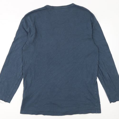 Abercrombie & Fitch Men's Blue Long Sleeve Soft A&F Crew Neck T-Shirt Size M