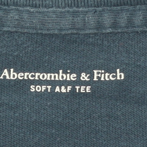 Abercrombie & Fitch Men's Blue Long Sleeve Soft A&F Crew Neck T-Shirt Size M