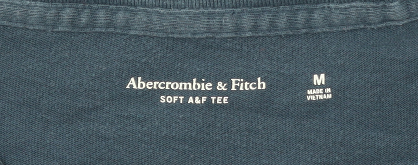 Abercrombie & Fitch Men's Blue Long Sleeve Soft A&F Crew Neck T-Shirt Size M