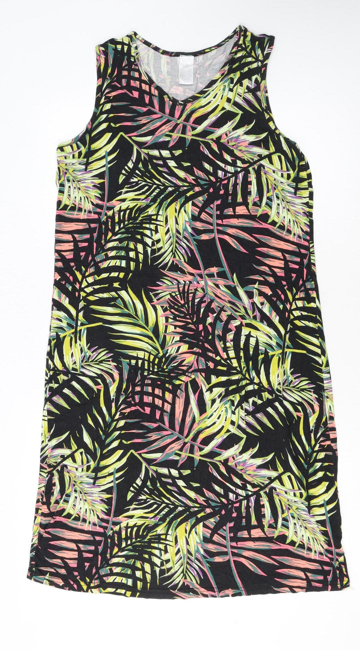 Good Womens Multicoloured Size 10 Tropical V-Neck Sleeveless Tank Dress