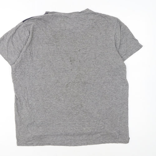Brave Soul Men's Grey Aztec Panel Crew Neck T-Shirt Size M Regular Fit