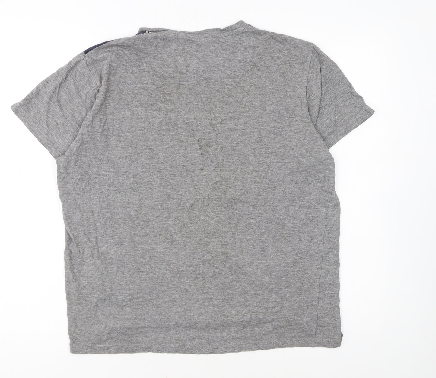 Brave Soul Men's Grey Aztec Panel Crew Neck T-Shirt Size M Regular Fit
