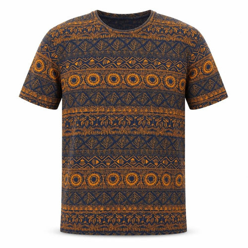 H&M Men’s Blue Aztec Print Cotton Crew Neck T-Shirt Size S