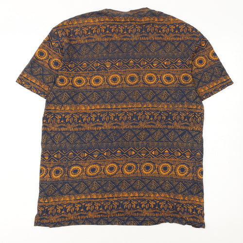 H&M Men’s Blue Aztec Print Cotton Crew Neck T-Shirt Size S
