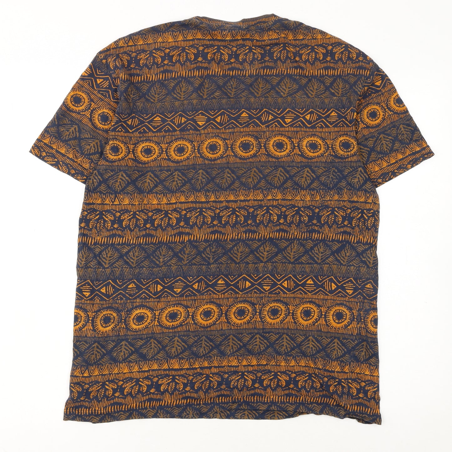 H&M Men’s Blue Aztec Print Cotton Crew Neck T-Shirt Size S