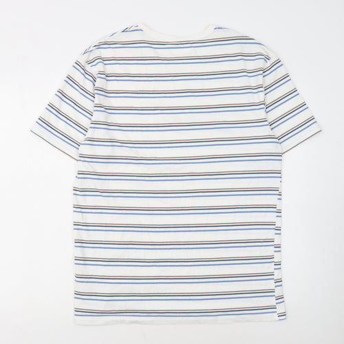 Columbia Men’s White Striped Cotton Crew Neck T-Shirt Size L