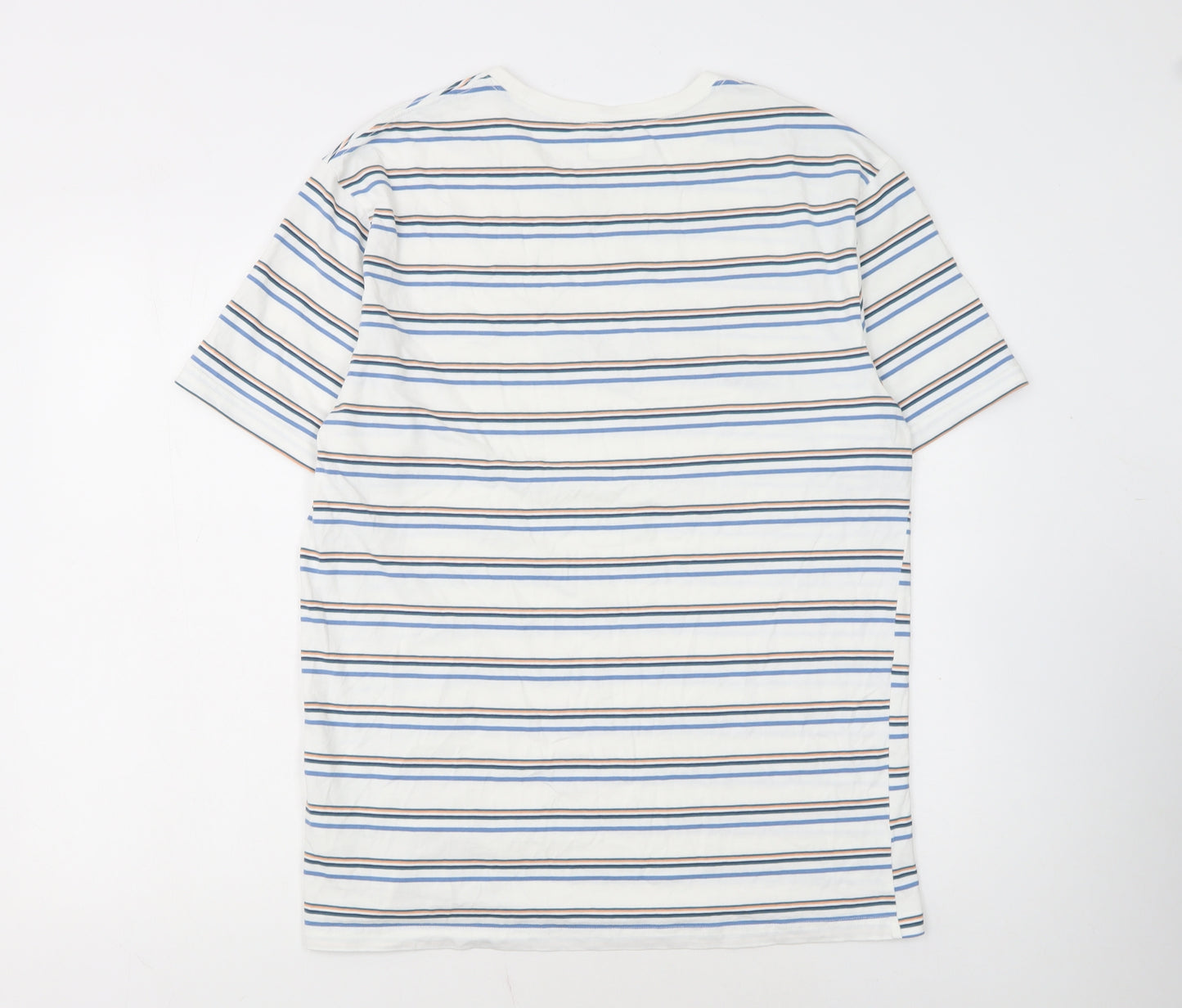Columbia Men’s White Striped Cotton Crew Neck T-Shirt Size L