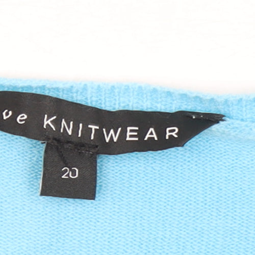 Zove Knitwear Women Blue Beaded Crew Neck Acrylic Jumper Size 20