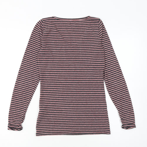 Hollister Womens Multicoloured Striped V-Neck Long Sleeve T-Shirt XS