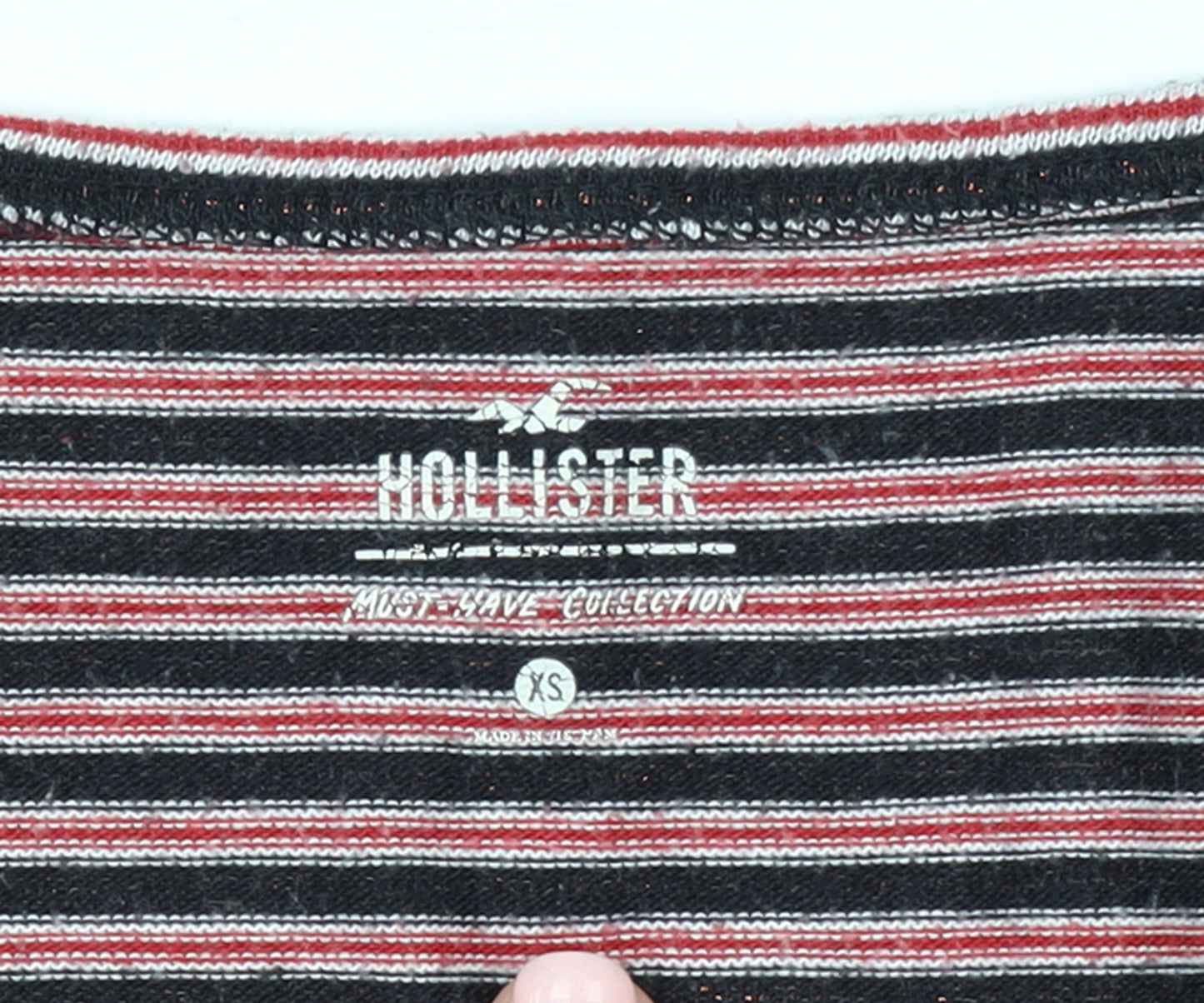 Hollister Womens Multicoloured Striped V-Neck Long Sleeve T-Shirt XS