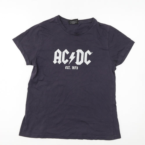Peacocks Women's Black AC/DC Rock Band Cotton T-Shirt Size 10