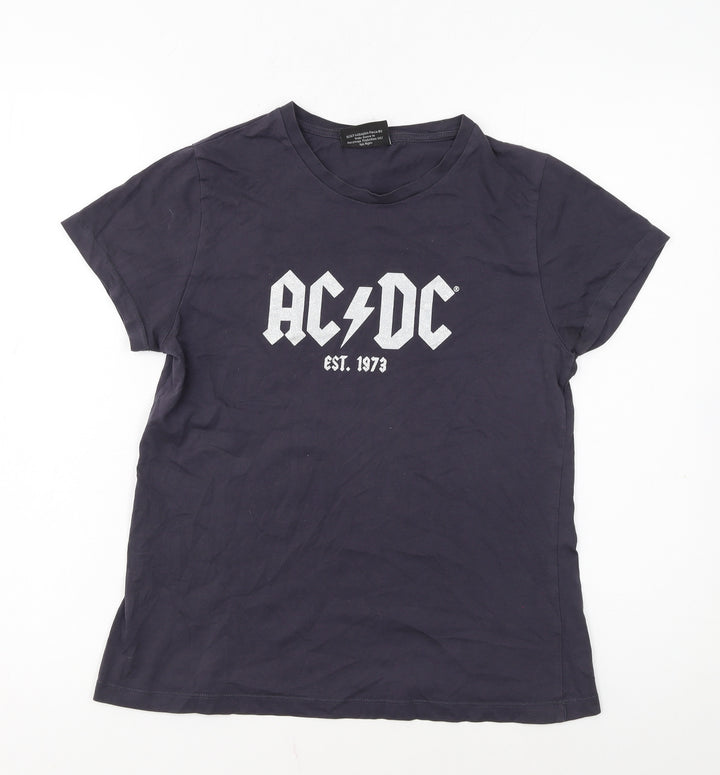 Peacocks Women's Black AC/DC Rock Band Cotton T-Shirt Size 10
