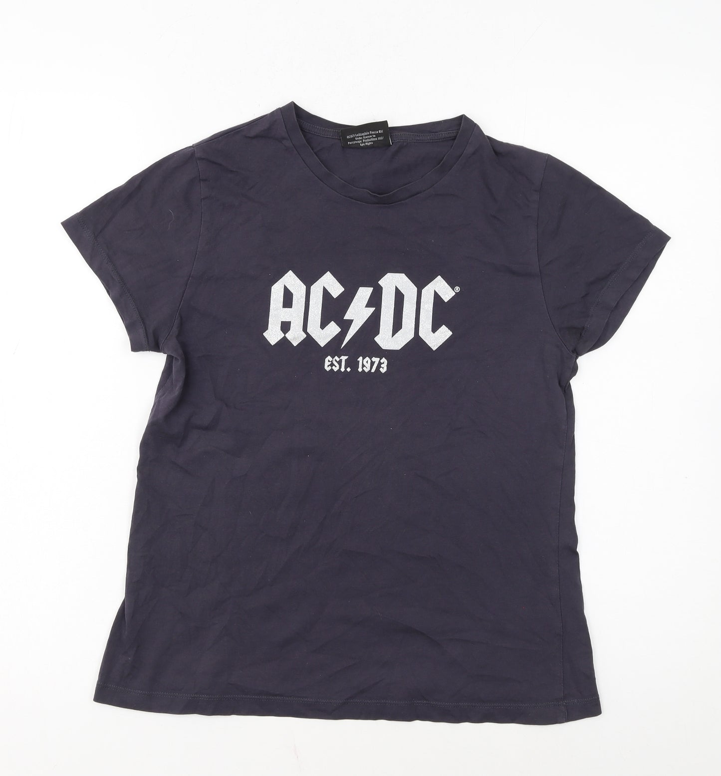 Peacocks Women's Black AC/DC Rock Band Cotton T-Shirt Size 10