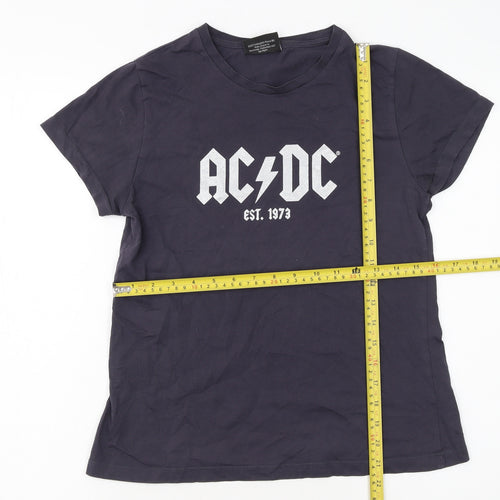 Peacocks Women's Black AC/DC Rock Band Cotton T-Shirt Size 10