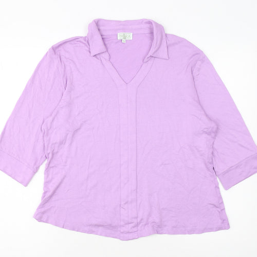 Patra Women’s Purple Bamboo Blend 3/4 Sleeve V-Neck Blouse XL
