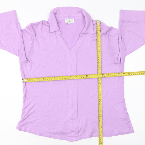 Patra Women’s Purple Bamboo Blend 3/4 Sleeve V-Neck Blouse XL