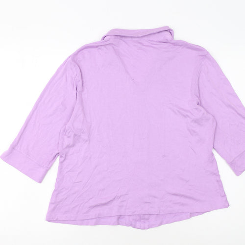 Patra Women’s Purple Bamboo Blend 3/4 Sleeve V-Neck Blouse XL