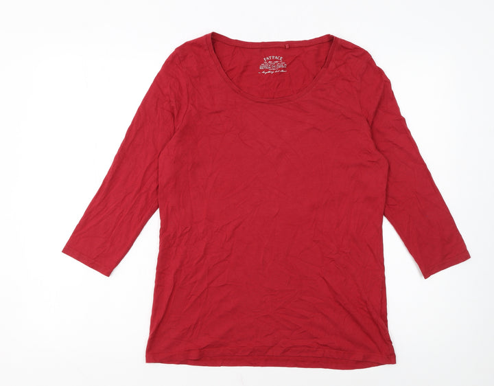FatFace Women's Red 3/4 Sleeve Basic Jersey T-Shirt Size 14
