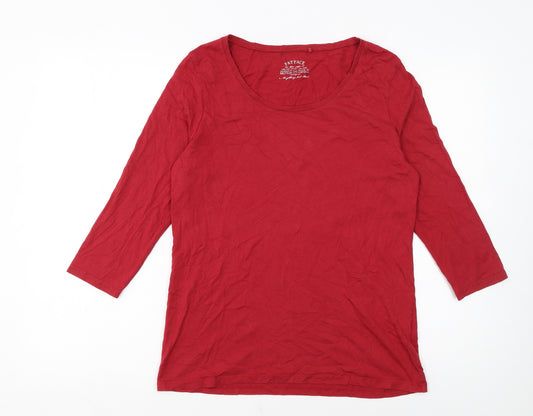 FatFace Women's Red 3/4 Sleeve Basic Jersey T-Shirt Size 14