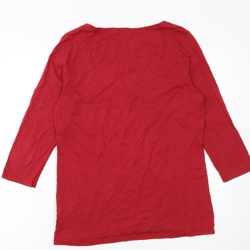 FatFace Women's Red 3/4 Sleeve Basic Jersey T-Shirt Size 14