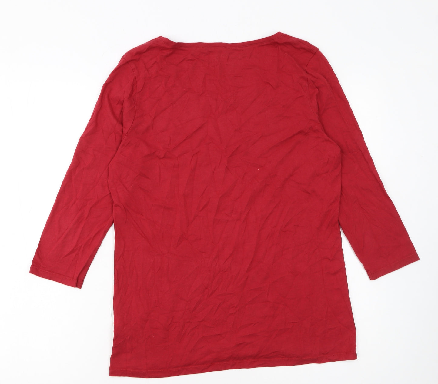 FatFace Women's Red 3/4 Sleeve Basic Jersey T-Shirt Size 14